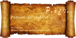 Petres Árpád névjegykártya